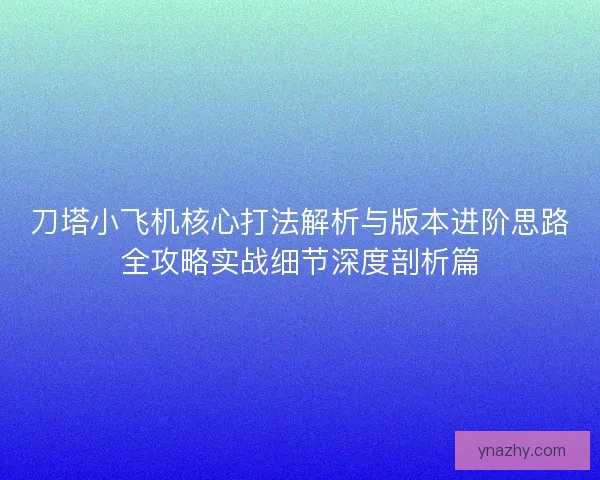 刀塔小飞机核心打法解析与版本进阶思路全攻略实战细节深度剖析篇